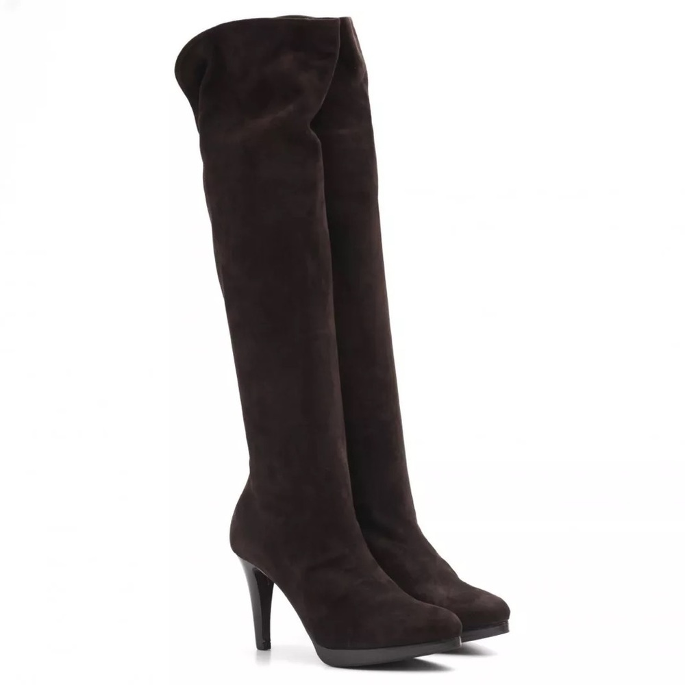 Delman Brown Suede Over-The-Knee Boots